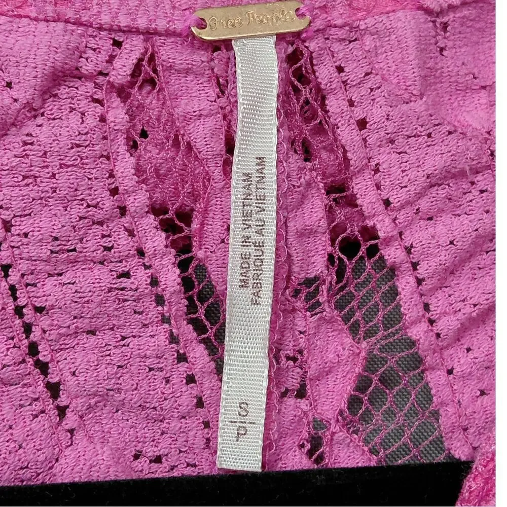 Free People Metal Pink Collared Mini Ruffle Knit Dress Women Size S